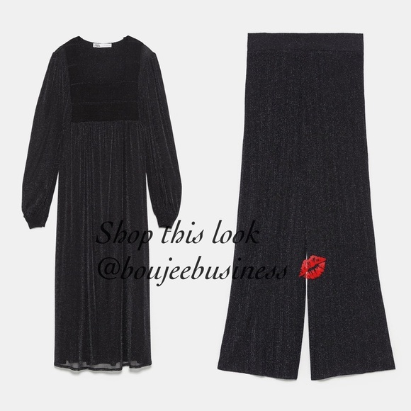 ZARA BNWT Dress with Metallic Thread + Pants 2pc Coord Set - Picture 5 of 5